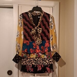 alice+olivia Dasha Multi Tiered Patterned Silk Mini Dress LNWOT SzO